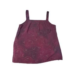 Animale Burgundy Leaf Tank Top Women’s Small Y2K Fairycore Vintage Cottagecore